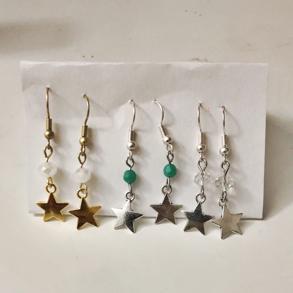beaded star earring set